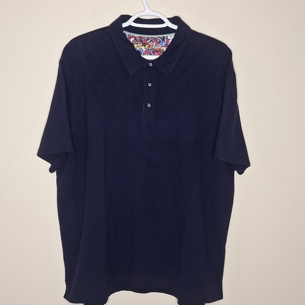 Robert Graham Skull Detail Navy Vlue Men's Polo Size XL - Picture 4 of 6